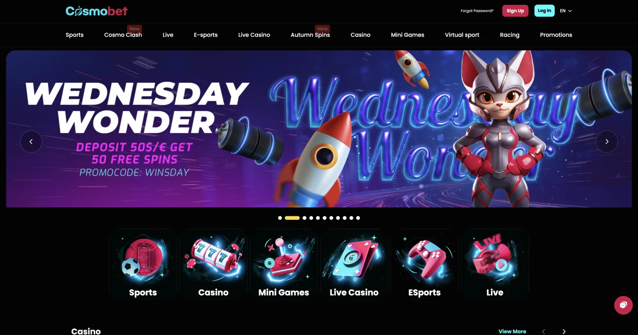 CosmoBet European Casino Homepage