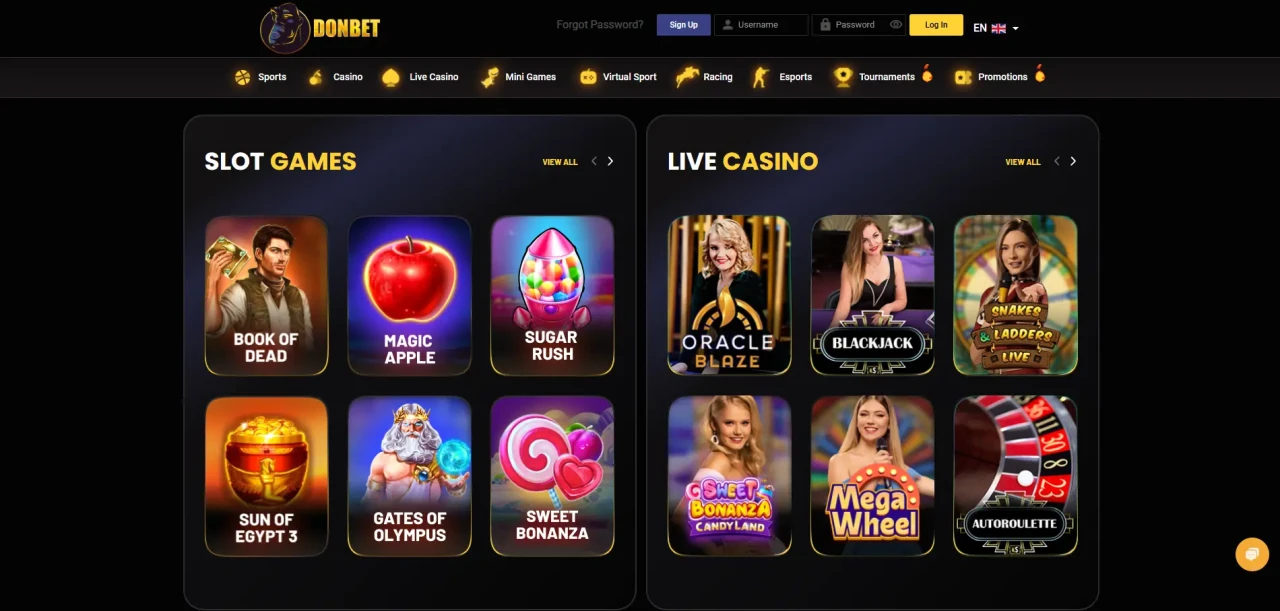 Donbet European Casino Homepage