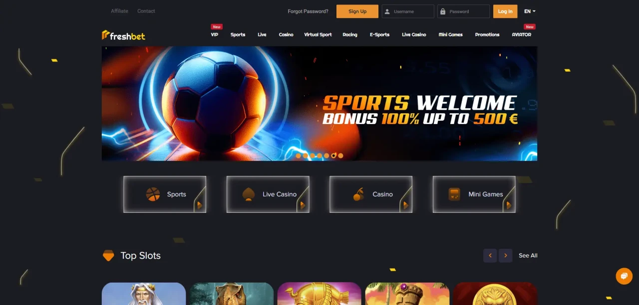 FreshBet European Casino Homepage