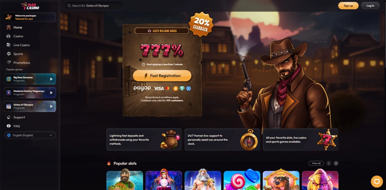 Mad Casino European Homepage