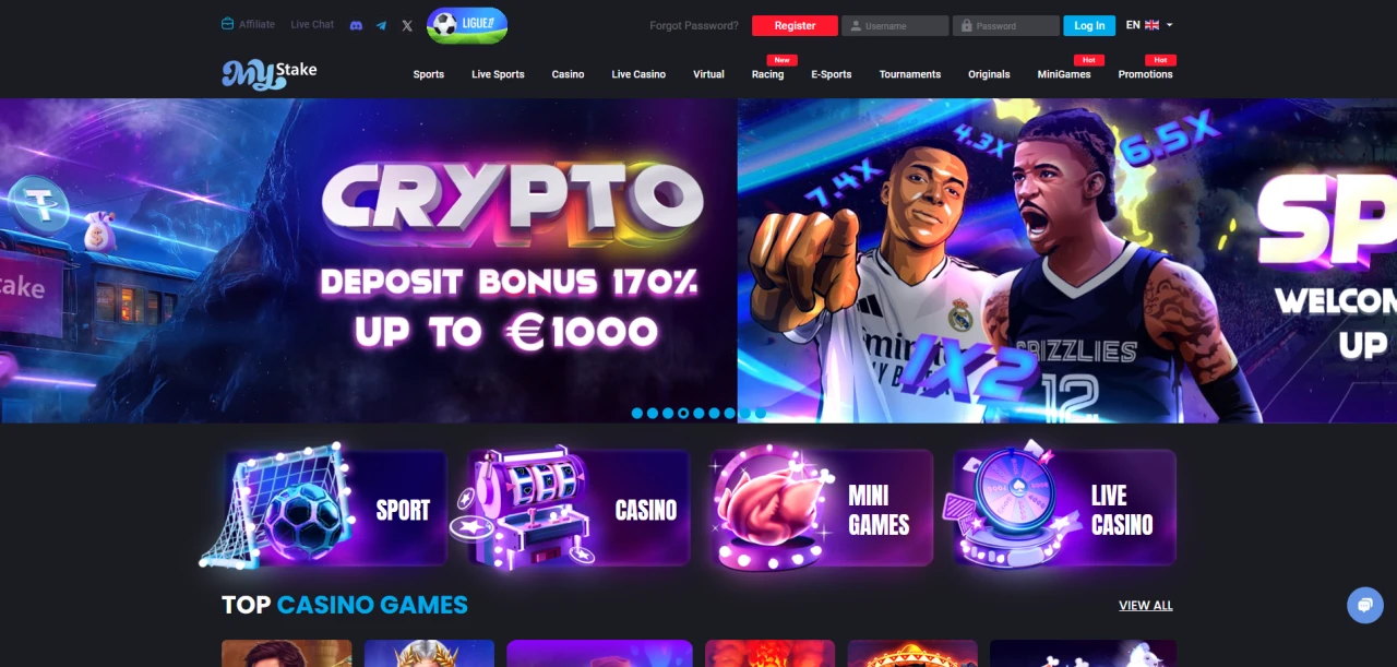 Mystake European Casino Homepage