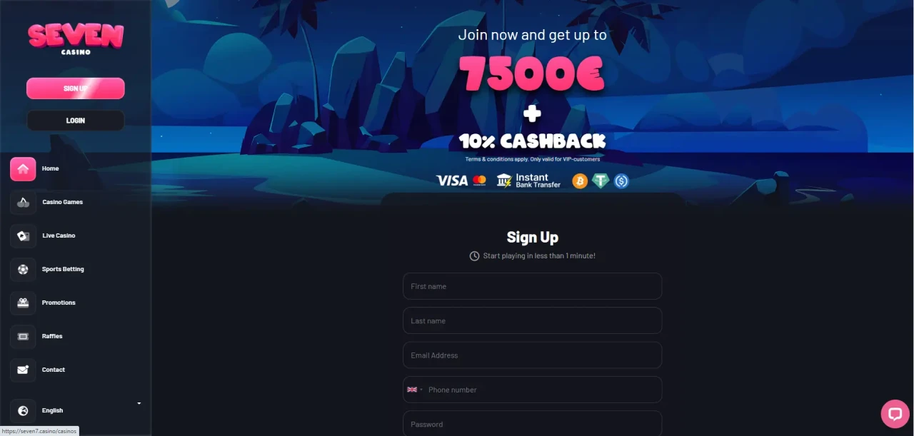 Seven European Casino Homepage
