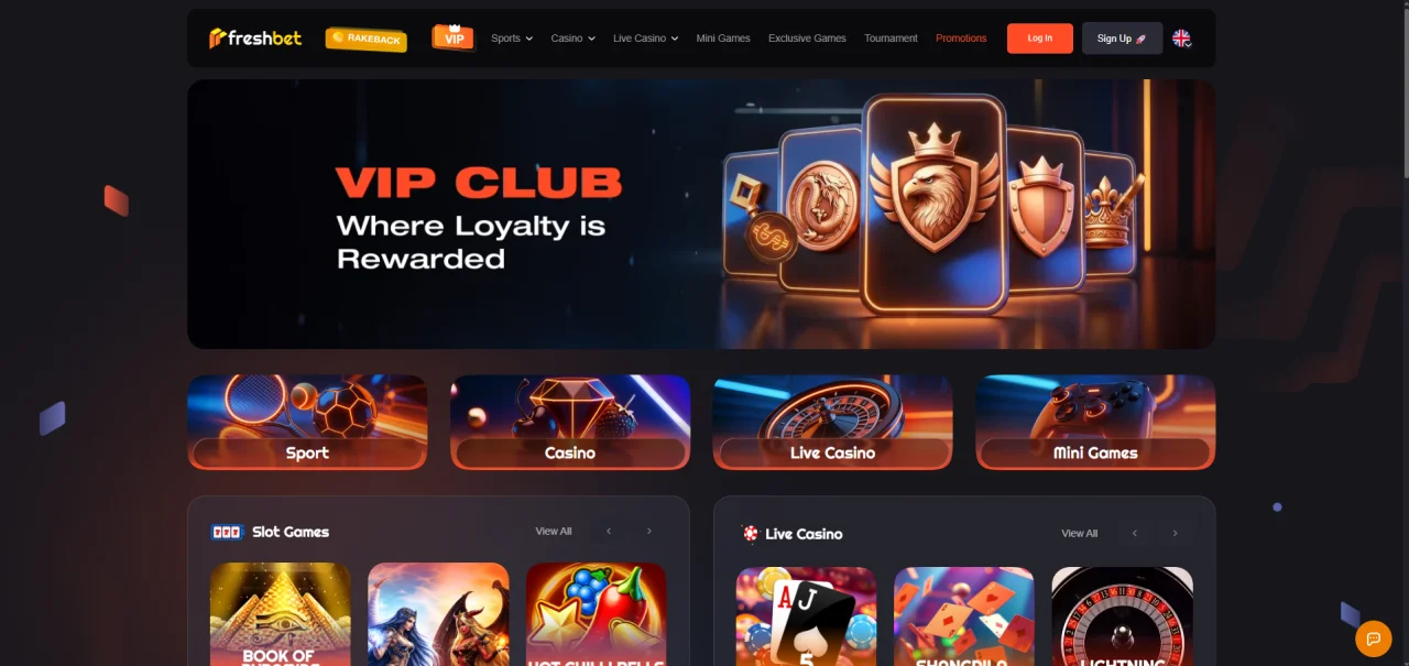 Freshbet Casino Home Page