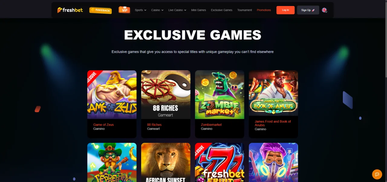 Freshbet Exclusive games