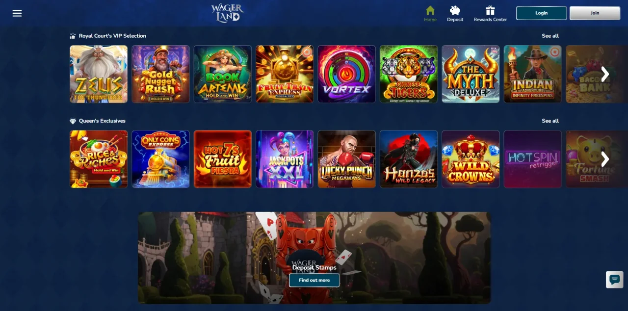WagerLand Casino Slot Selection